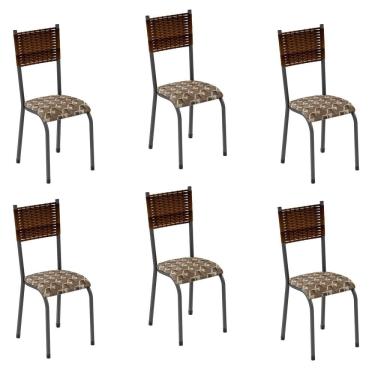 Imagem de Conjunto 6 Cadeiras para Sala de Jantar Mariana Marrom/Cinza