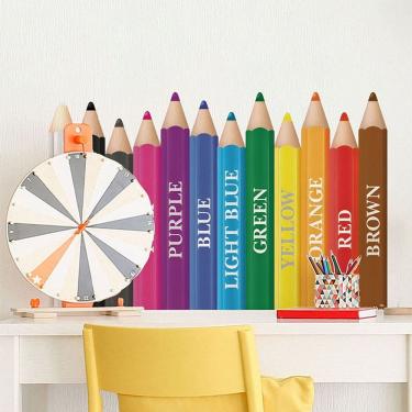 Imagem de Adesivos de parede, papel de parede educativo, lápis de cor