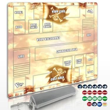 Imagem de Cylvenor for one Piece TCG playmat - 24x24 inches Rubber Battle mat for 2-Player Card Games with Marked Areas, 20 Acrylic counters and Storage Bag (Skeleton)