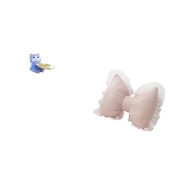 Imagem de Fenteer Bandeja de Estátua de Gato Moderna em Resina com Almofada de Laço Fofo para Decoração de Casa, Mesa de Jantar, Armário, Prateleira, Joias, Lanches, So