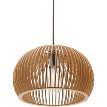 Imagem de Lustre Luminária Teto Grande Pendente Bola De Madeira Decoração Sala De Jantar Cozinha Quarto