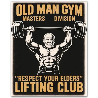 Imagem de ZUKIY Placa Old Man Gym Lifting Club - Cartazes de academia para academia em casa - Pôster de halterofilismo - Arte de parede motivacional - Sinais de treino para homens - Decoração de academia de