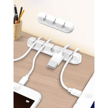 Imagem de 2 pacotes de clipes organizadores de cabos, suporte de cabo autoadesivo para cabo USB/cabo de alimentação/fio, carro e mesa, organizador de cabos para casa e escritório, mesa de cabeceira (5, 3