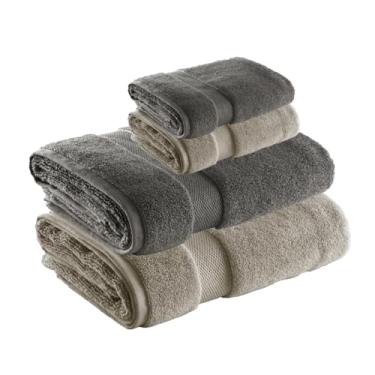 Imagem de Jogo de Toalha de Banho e Rosto Super Soft Zero Twist, 4 pe�as, Algod�o, Toque Macio, 500g/m�, Altihaus, Alta Absor��o, Durabilidade (Taupe/Chumbo)