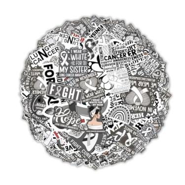 Imagem de Adesivos de conscientização do câncer de pulmão, 60 peças, adesivos de vinil com fita motivacional para laptop, garrafa de água, álbum de recortes, presentes de suporte