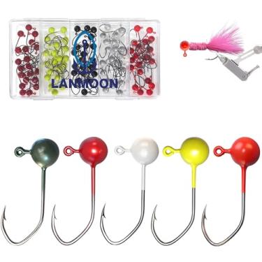 Imagem de Kit de 100 peças para amarrar moscas, cabeças de gabarito para pesca com mosca para truta tipo "faça você mesmo", kit de fabricação de iscas 1/1,8 g 1/473 g