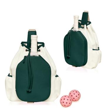 Imagem de Mini Momo Mochila tiracolo durável Pickleball para mulheres - grande capacidade e design elegante (verde)