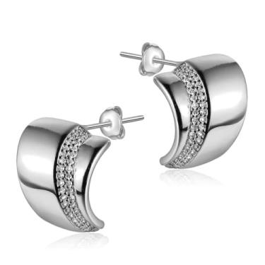 Imagem de LOMISS BRINCO FOLHEADO A OURO 18K DETALHE EM ZIRCÔNIA CRAVEJADA (PRATA)