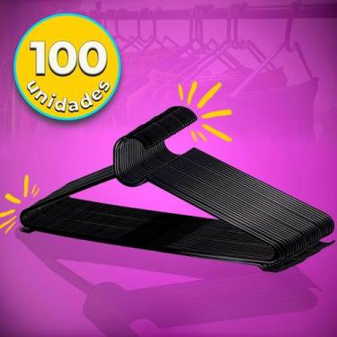 Imagem de Cabide Plástico Kit Polipropileno Premium Maciço Reforçado Com Base Li