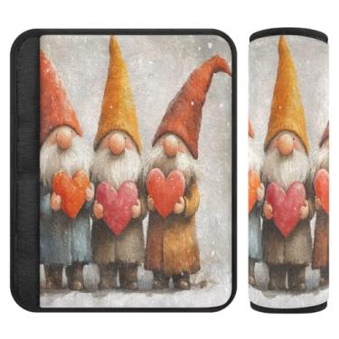 Imagem de Burbuja Capa de cinto de segurança de carro Valentine Gnome almofadas macias confortáveis protetor de cinto de segurança de carro para alça de ombro de assento de carro, 1 par pequeno