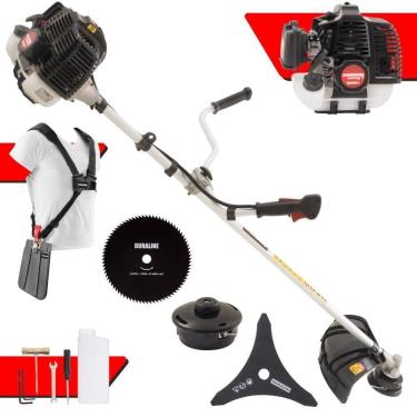 Imagem de Roçadeira Profissional Lateral Kawashima Kw52le À Gasolina 52c 2,5hp Com Faca 3 Pontas + Faca 80 Dentes Duraline 255mm