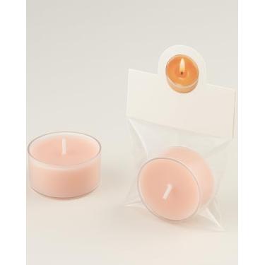 Imagem de AntExpanse Pacote com 12 velas perfumadas de pêssego branco Oolong, mistura natural de soja e cera de abelha, pequenas velas rosa claro para decoração de casa, spa, relaxamento - Luzes de chá limpas e