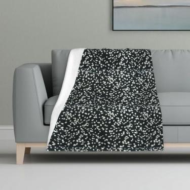 Imagem de ZTPOWQA Cobertor de flanela macio e quente com estampa de leopardo preto e branco para cama, sofá, viagem, acampamento, lavável, inverno, outono