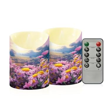 Imagem de Wassud Borboletas no campo de flores velas sem chama com controle remoto, velas realistas cintilantes com temporizador, velas decorativas para Natal, casamento, festa, decoração de casa pequenas