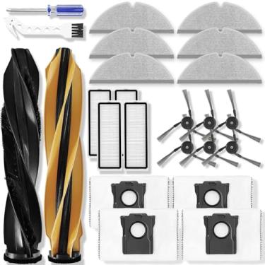 Imagem de XVXUOU Kit de acessórios de substituição compatível com peças de aspirador de pó robô Dreame D20 Pro Plus, 1 escova principal, 4 filtros HEPA, 6 esfregões, 4 sacos de poeira, 6 escovas laterais