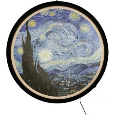 Imagem de Luminária de Parede LED Sign Noite Estrelada – Decoração Moderna, Iluminação LED para Sala, Quarto e Escritório, Inspirada na Obra de Van Gogh