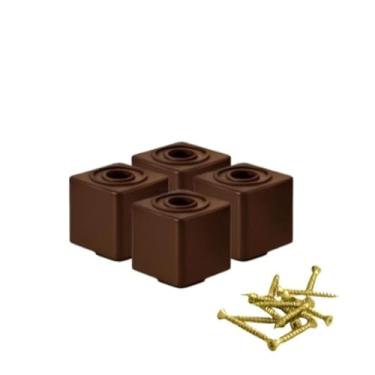 Imagem de Pés para Móveis Quadrado 5cm Plástico Durável Estabilidade Premium, Proteção Contra Umidade para Sofá, Rack, Armário Ideal para Quem Organiza Casa(5,Marrom)