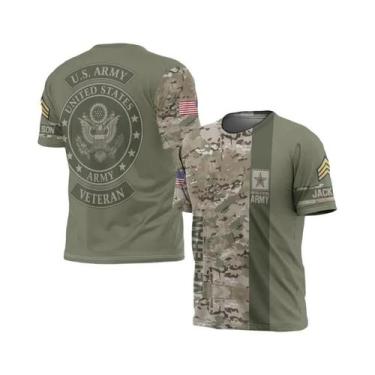 Imagem de Camiseta Casual Masculina De Verão Com Estampa Camuflada 3D De Secagem