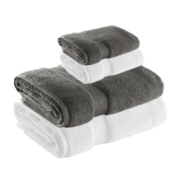 Imagem de Jogo de Toalha de Banho e Rosto Super Soft Zero Twist, 4 pe�as, Algod�o, Toque Macio, 500g/m�, Altihaus, Alta Absor��o, Durabilidade (Branco/Chumbo)
