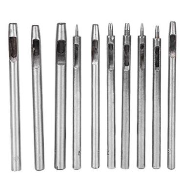 Imagem de Hyuduo Conjunto de Perfurador de Couro de Alto Carbono, Ferramentas de Perfuração Ocas Redondas Com Cabeça de Cinzel Resistente para Fabricação de Cinto Artesanal de Couro Diy Com 10