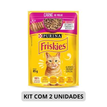 Imagem de Kit 2 friskies sachê gato adulto carne 85g - DOG CHOW