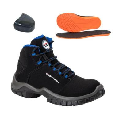 Imagem de Bota de Segurança em Microfibra Preto e Azul Estival EN10071S2 - Bique