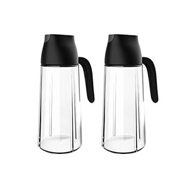 Imagem de Garrafas de óleo de vidro com tampa Recipiente de condimento à prova de vazamento Garrafa de vinagre de azeite de oliva Garrafa de óleo reutilizável lecythus (preto)