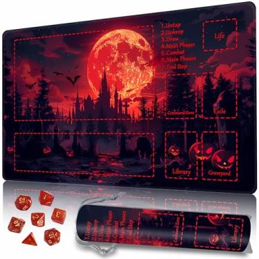 Imagem de Playmat MTG TCG DND with Storage Bag & 7 Dice Premium Edge-Locking Design Play Mat with Zones for Magic Playmat Gaming Mat
