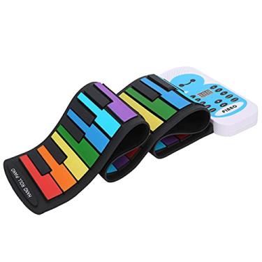 Imagem de Acouto Piano de Teclado Macio Brinquedo de Silicone Roll-up de 49 Teclas Com Ritmo, Músicas de Demonstração e Função de Gravação para Crianças e Iniciantes
