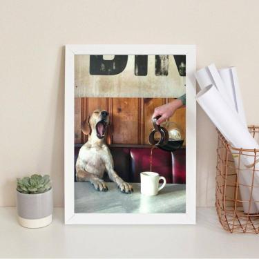 Imagem de Quadro Café Cachorrinho Cafeteria 24X18Cm - Com Vidro