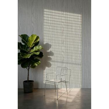 Imagem de Papel de parede com efeito de grade de madeira autoadesivo para sala de estar, cozinha e quarto, material de PVC impermeável, adesivo de renovação de parede cinza e branco 45 * 1000 cm