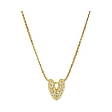 Imagem de Colar Feminino Banhado a Ouro Com Letra Inicial, Pingentes De Zircônia