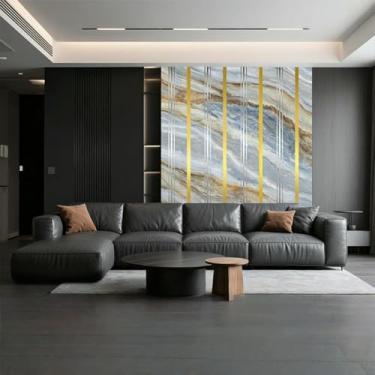 Imagem de Papel de parede com textura de mármore banhado a ouro papel de parede autoadesivo impermeável à prova de umidade imitação de azulejo de cerâmica revestimento de parede lavável cozinha e banheiro