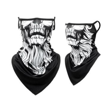 Imagem de Máscara De Cobertura Facial Reutilizável Com Estampa De Caveira, Secag