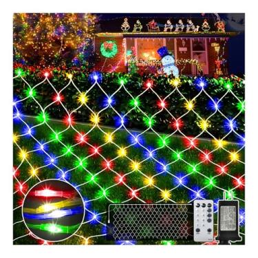 Imagem de KNONEW Luzes de rede de Natal, 600 LEDs 6 m x 4 m, luzes de malha à prova d'água ao ar livre com 8 modos e temporizador, luzes de fadas de rede plug-in para arbustos de jardim, festa de casamento
