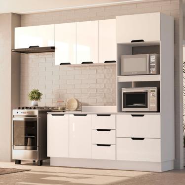 Imagem de Cozinha Modulada 4 Peças com Tampo e Rodapé Maeena Politorno - Branco