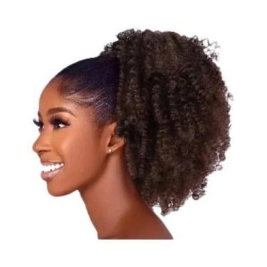Imagem de Extensão De Rabo De Cavalo Afro Puff Kinky Curly Com Cordão Para Mulhe