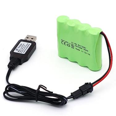 Imagem de SHAWOROCE Bateria recarregável Ni-MH AA 2400mAh 4,8V de substituição para carro RC elétrico brinquedo caminhão construção dumper controle remoto brinquedo ferramenta elétrica com cabo de carregamento
