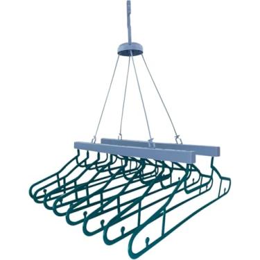 Imagem de Varal Cabideiro de Roupa Suspenso Multiuso Dobrável 8 Cabides Portátil Compacto Plástico e Aço – Ideal para Apartamento, Lavanderia, Viagem