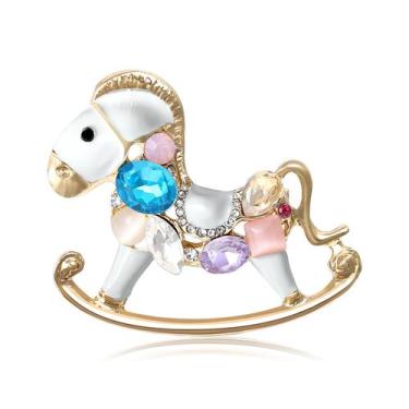 Imagem de Alfinete de broche colorido em liga de esmalte para cavalos de balanço