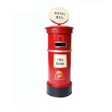 Imagem de Piggy Bank, caixa postal vintage, banco de moedas de metal, decoração 