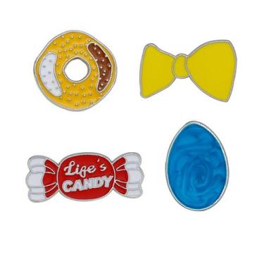 Imagem de Conjunto de broches em estilo cartoon Candy, Bowknot, Bagel - yiweisai