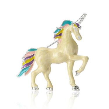 Imagem de Alfinetes de broche, liga genérica colorida de esmalte de unicórnio pa