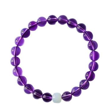 Imagem de Pulseira Ametista para mulheres com miçangas de cristal roxo profundo 