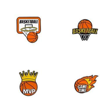 Imagem de Conjunto de alfinetes de broche Creative Basketball Alloy Enamel Lapel