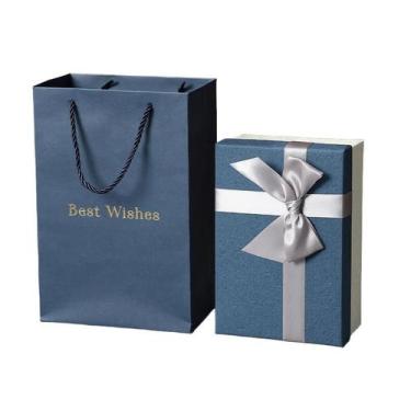 Imagem de Conjunto de caixa e bolsa de presente azul  18x12.5x8cm  210g - yiweis