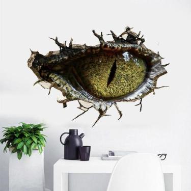 Imagem de Adesivos de parede 3D Crocodile Eye Realistic Broken Wall PVC - yiweis