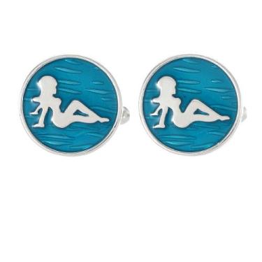 Imagem de Cufflinks genéricos com tema de praia para homens Metal Blue Ocean - y