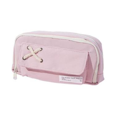 Imagem de Estojo de lápis fofo em tela rosa com design simples e elegante - yiwe