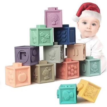Imagem de Building Blocks Baby Toy, pacote com 12 unidades, macio para dentição 